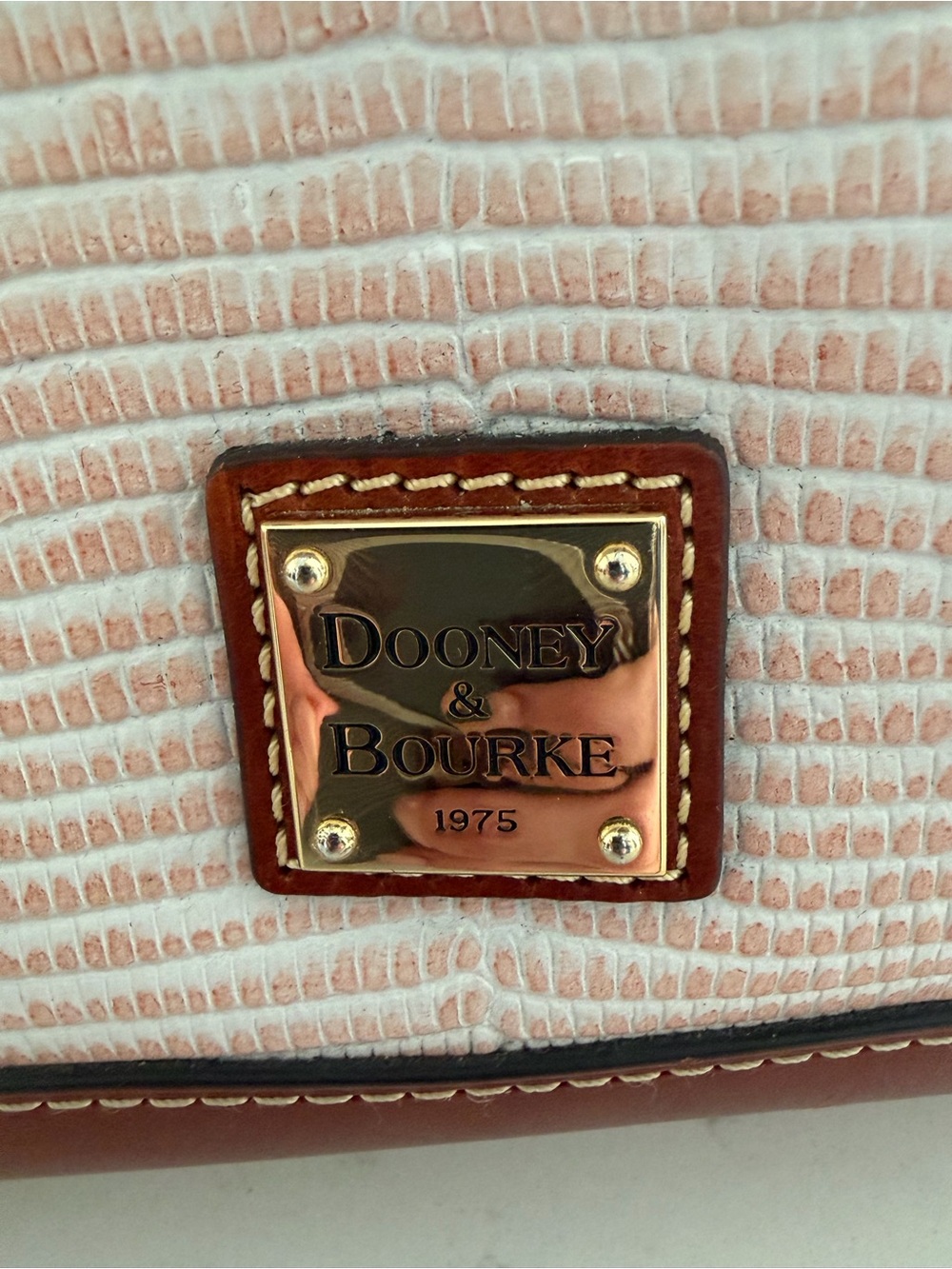 Dooney & Bourke Blush Lizard-Textured Satchel with Brown Leather Trim - Picture 7 of 7